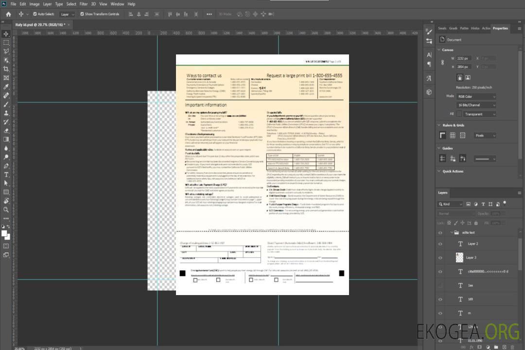 Facture commerciale de services publics EDISON de Californie du Sud, page 2, SCR template